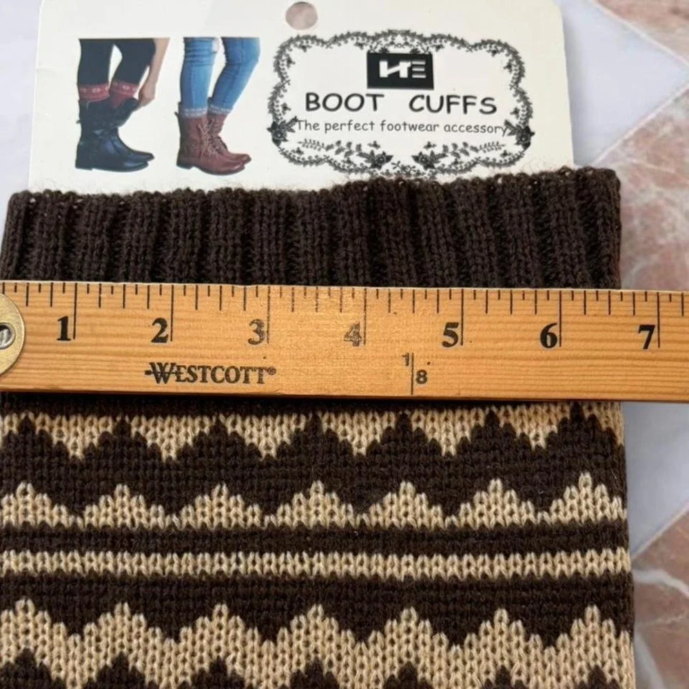 Brown and‎ tan boot cuffs